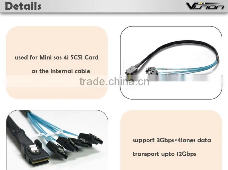 MINI SAS SFF-8087 To 4 SATA 90 degree Angled type HDD cable 100cm