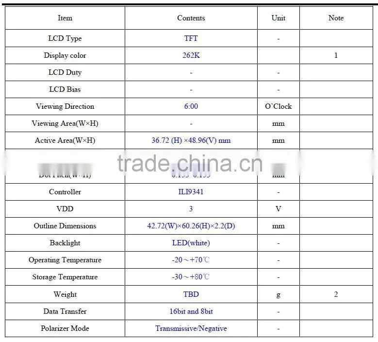 2.8 inch super TFT 320 * 240 dot matrix LCD module