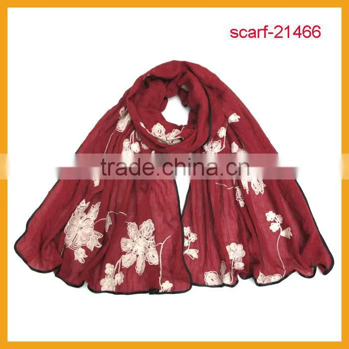 Wholesale plain polyester & ta embroidery scarf
