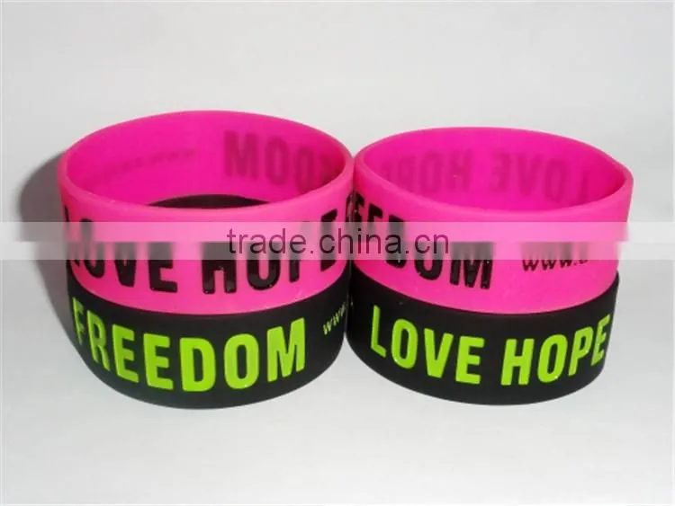 Customize 1 Inch Wide Silicone Bracelets Printed Silicone Wristband