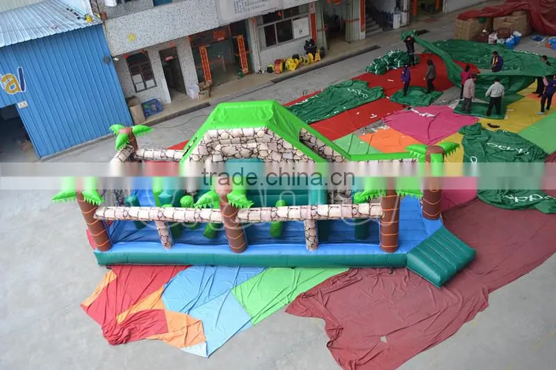 2016 new design obstacle airdrop jungle fun inflatable obstacle course bouncer