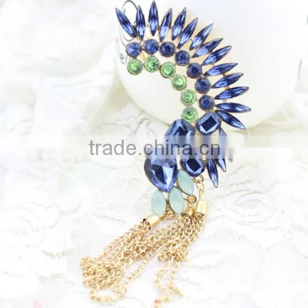 sample order sapphire with chain ear cuff wrap clip earring