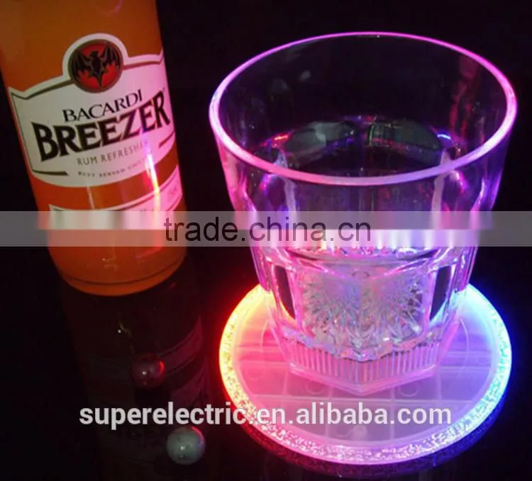 Hot sale transparent led bottle mats customized design light up led drink coaster