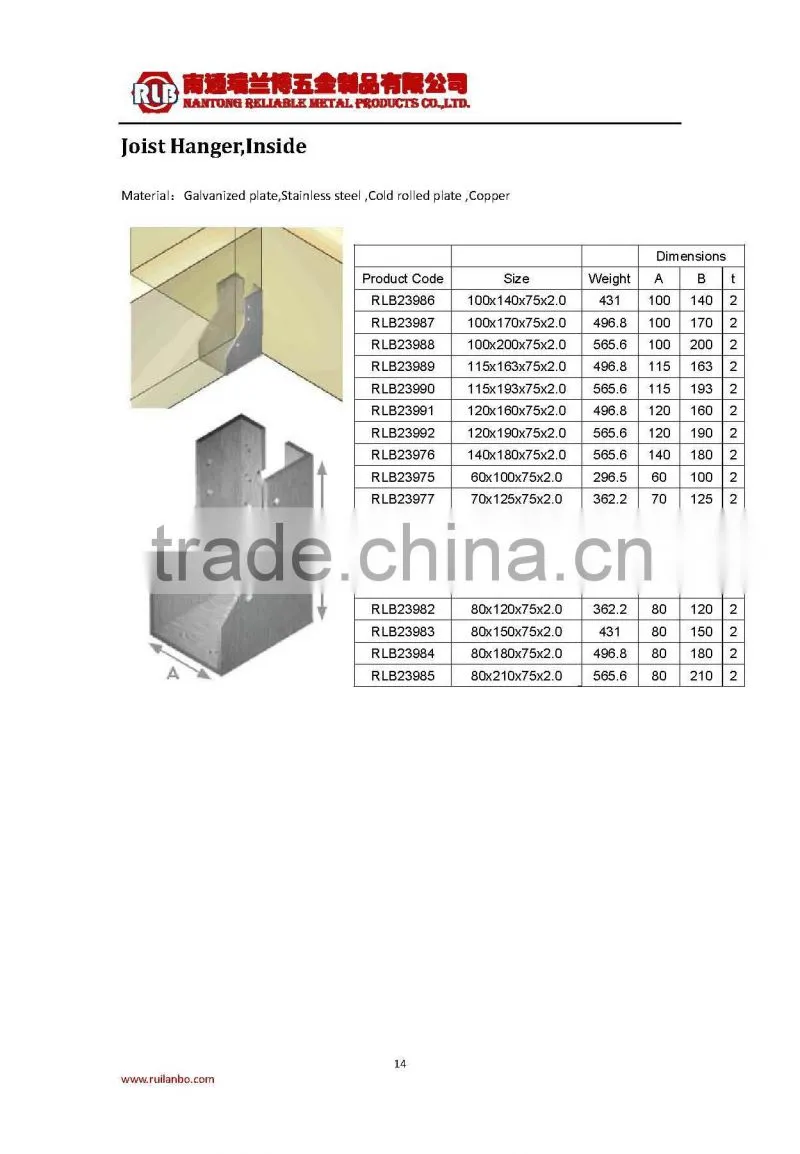 Joist Hanger wood metal connector timber connector