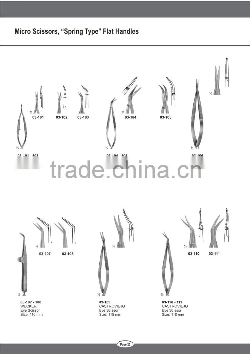 Surgical Micro BIEMER Vein VANNAS Dissecting Curved Scissors Spring Type Flat Handles
