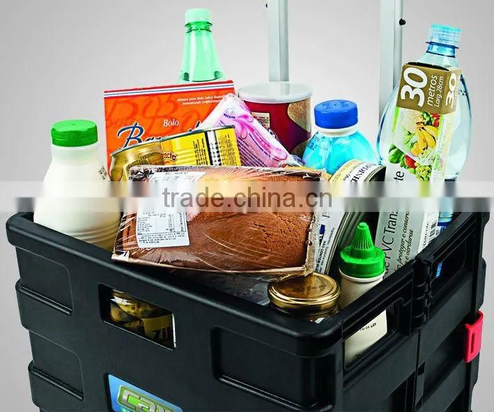 Plastic Portable Rolling Trolley Folding Cart