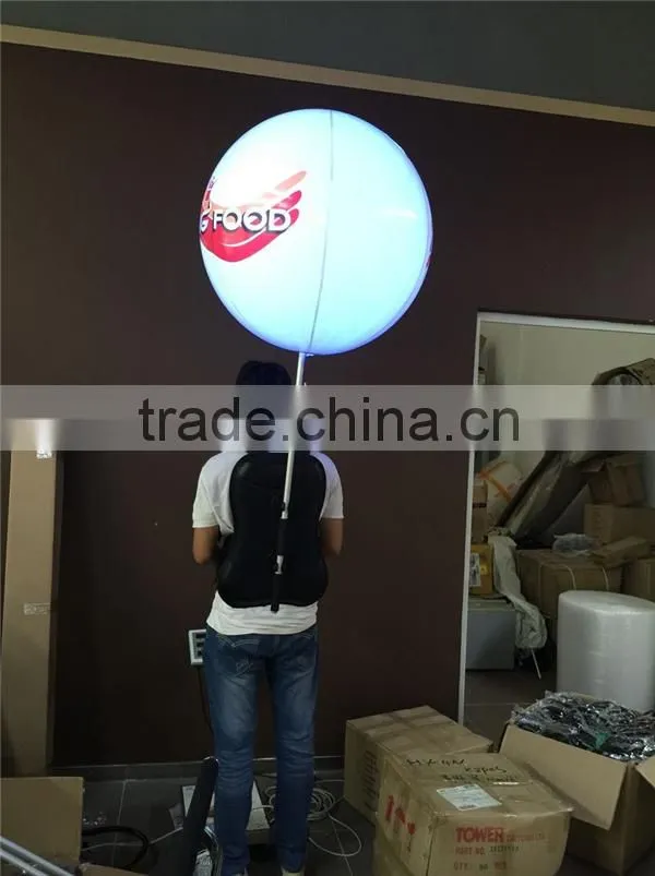 LED light backpack balloon, advertising walking balloon, inflatable backpack ball with logo