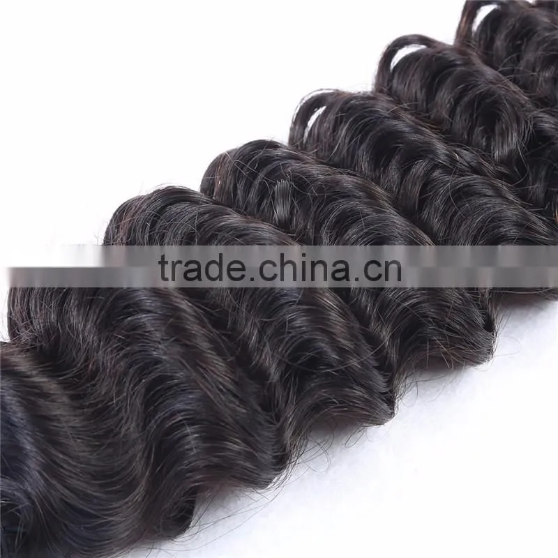 Machine-made deep wave weft hair extensions double drawn weft