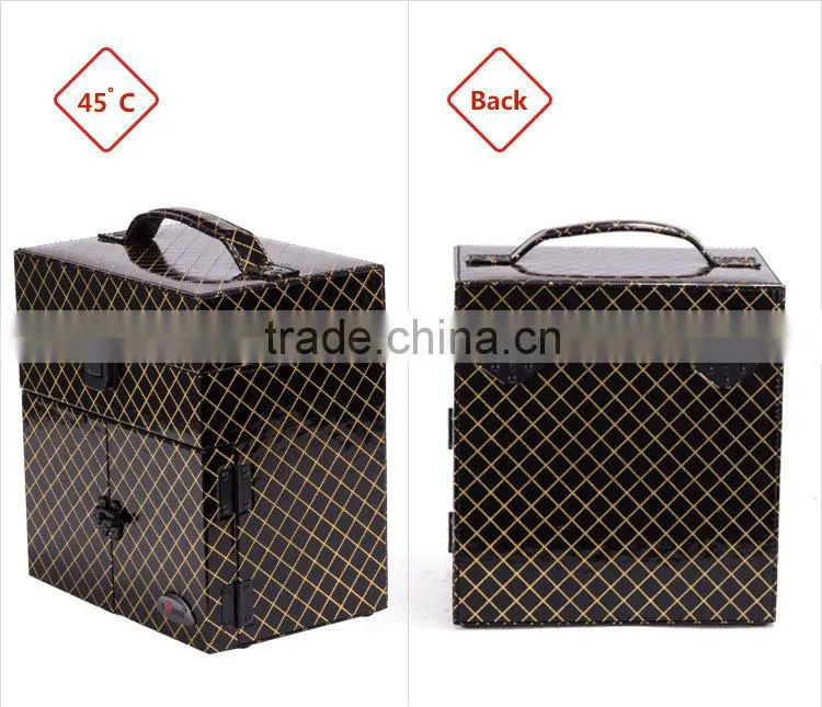 2016 Factory price cosmestic suitcase makeup box cosmetic rolling suitcase