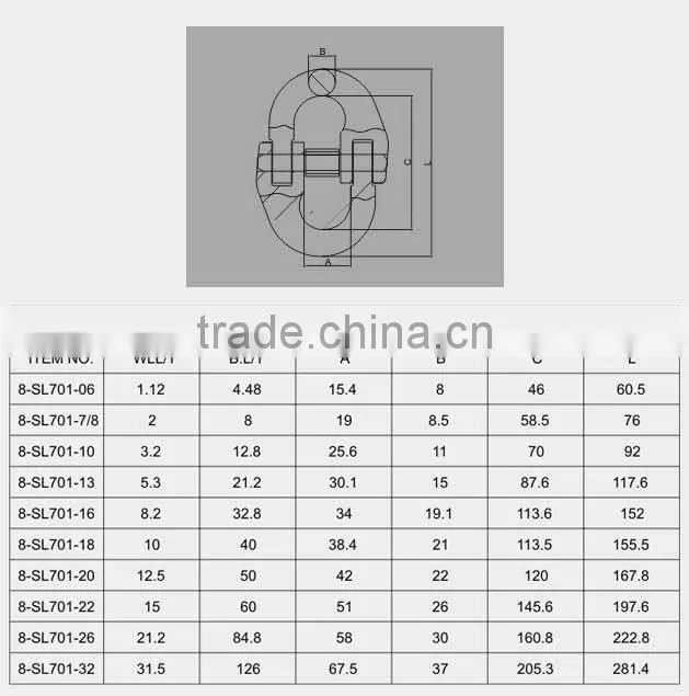 Alloy steel/carbon steel lifting hoist 80G European type connecting link