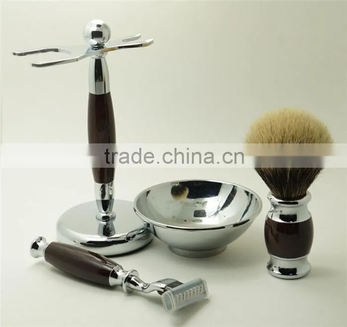 Hot Sale Metal Shaving Bowls Luxury Razors Real Badger Hair Brushes Shaving Set
