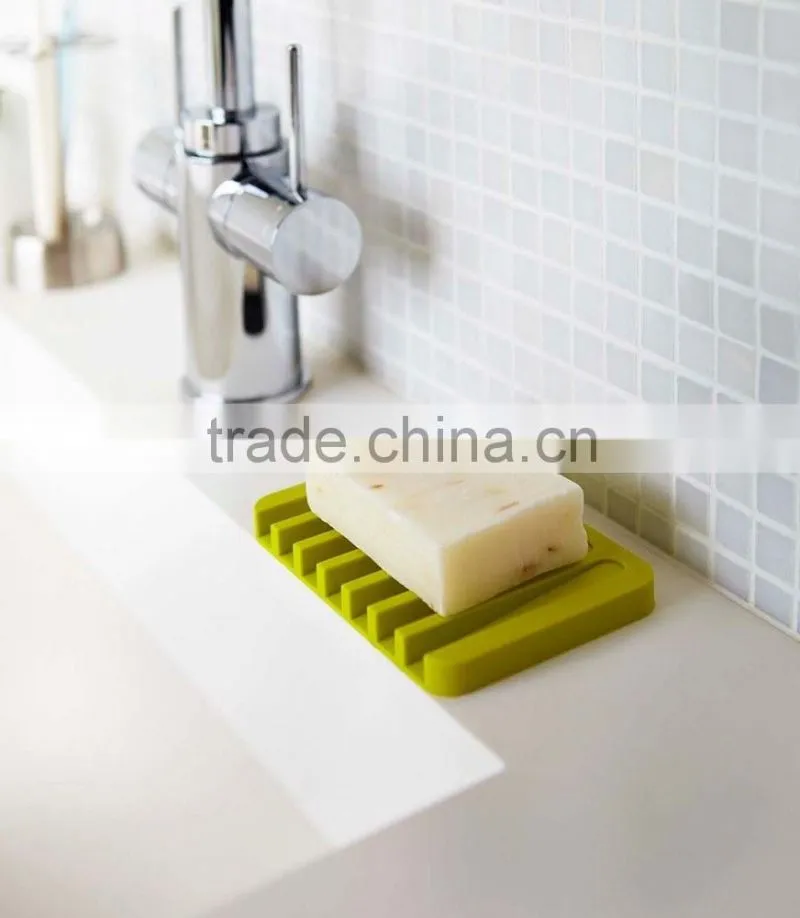 Unbreakable colorful bathroom washable Silicone Soap holder drying tray soap saver
