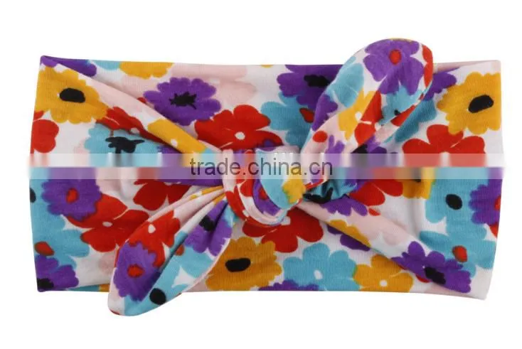 15 inch new children baby printing knotted hair band Europe rabbit ears headband simple Bohemia fashion hair ornaments