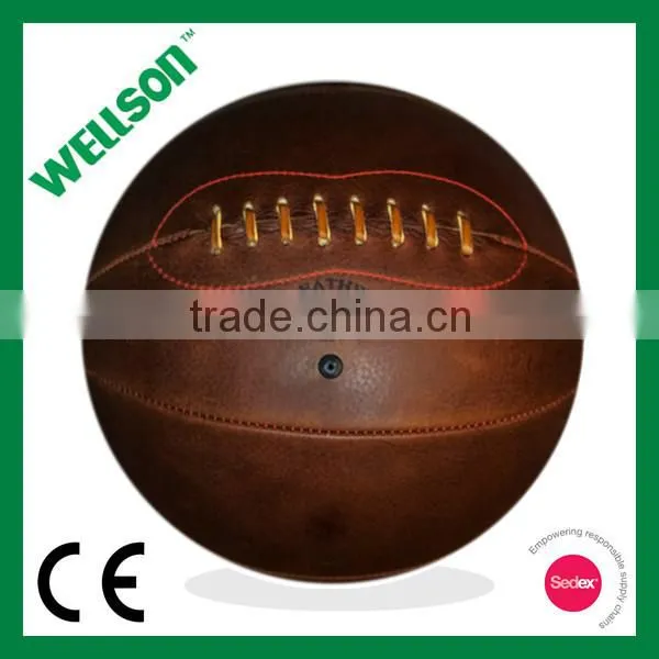 Old brown PU synthetic leather basketball