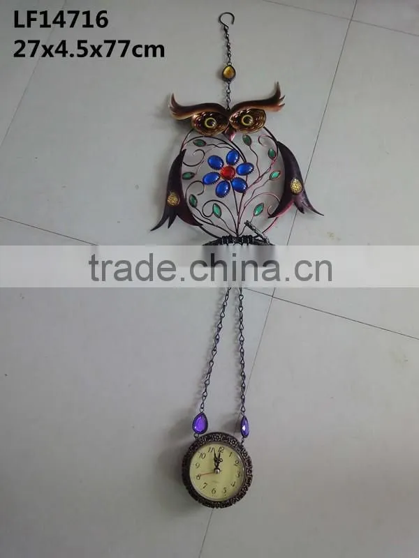 Wall iron owl clock decor