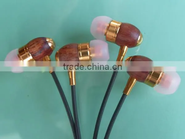 Super bass wooden in-ear earbud&earpiece in ear With mic in retail pack