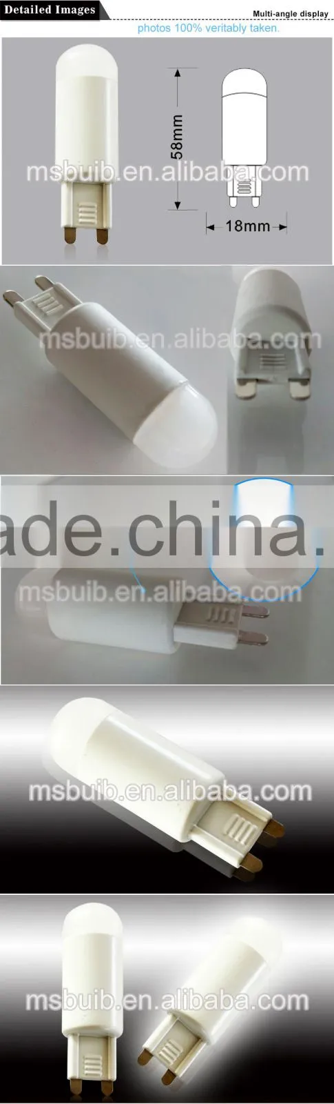 Haining Mingshuai LED G9 bulb light 110-240V TUV CE approved replace halogen G4 samll bulb