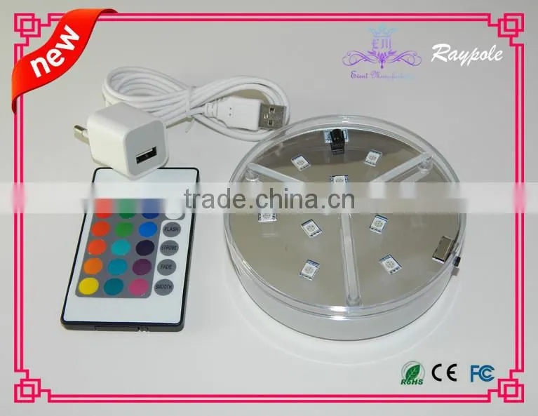 Hot selling RGB battery operated SMD led party light base/RGB vase light for event decoration