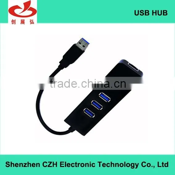 5 Gbps high speed usb 3.0 3 por hub with 1 Rj45 Gigabit Ethernet Lan Adapter