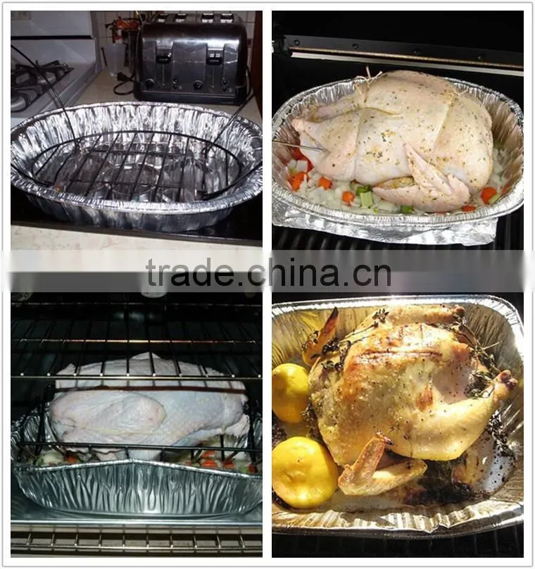 Disposable aluminium foil oval turkey pan for roaster