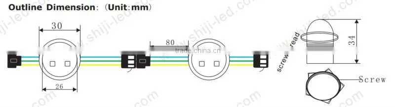 26mm dmx led pixel light for video wall