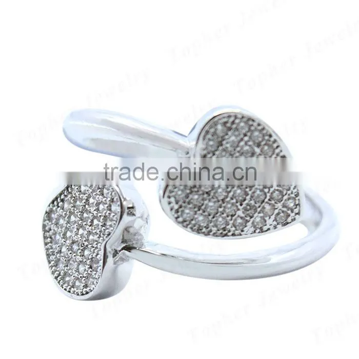 Hot sale 925 sterling silver heart design open ring for girl