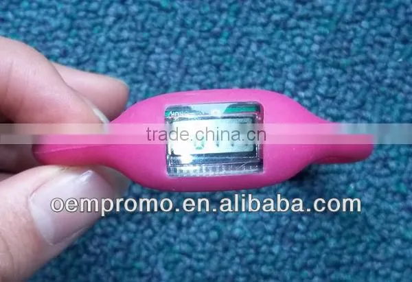 Round silicone wristband pedometer for promotional gift
