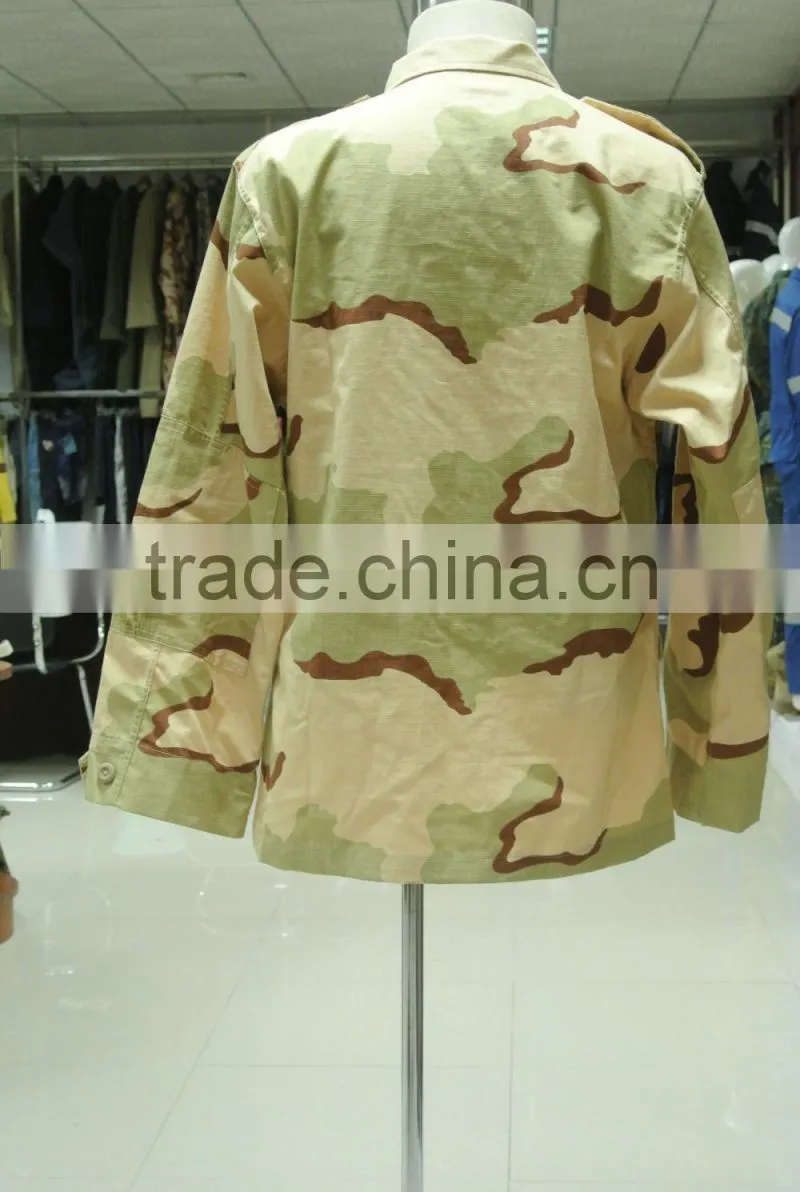 Custom made 60% cotton 40% polyester ripstop yellow tone desert camouflage USA army Battle dress uniform