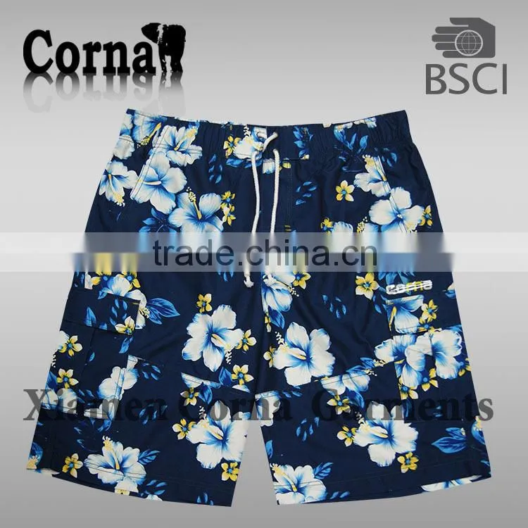Cool design sublimation mens 4 way stretch board shorts custom waterproof beach shorts