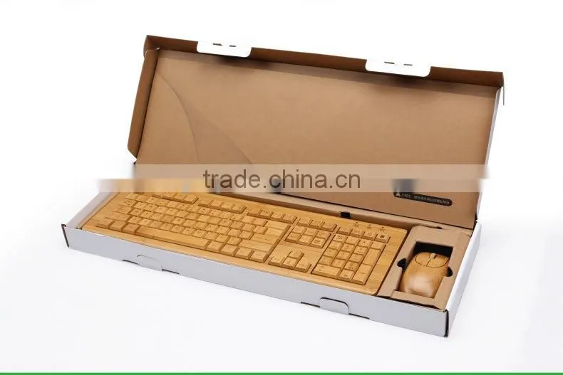 Factory supply 100% Bamboo Handcrafted Keyboard and Mouse Combo, wired and wireless style both available