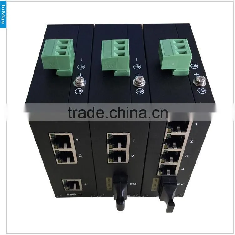 good quality 5 Port 1F+4T Industrial Fiber optical switch, 4 ports fiber optic media converter i305A