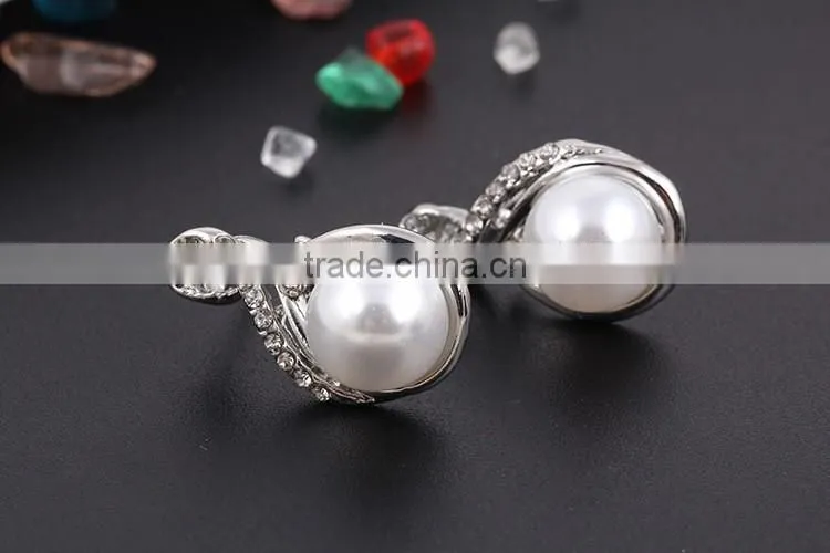 Small Order China Wholesale necklace with pearl earring gold 3pcs jewelry set korean