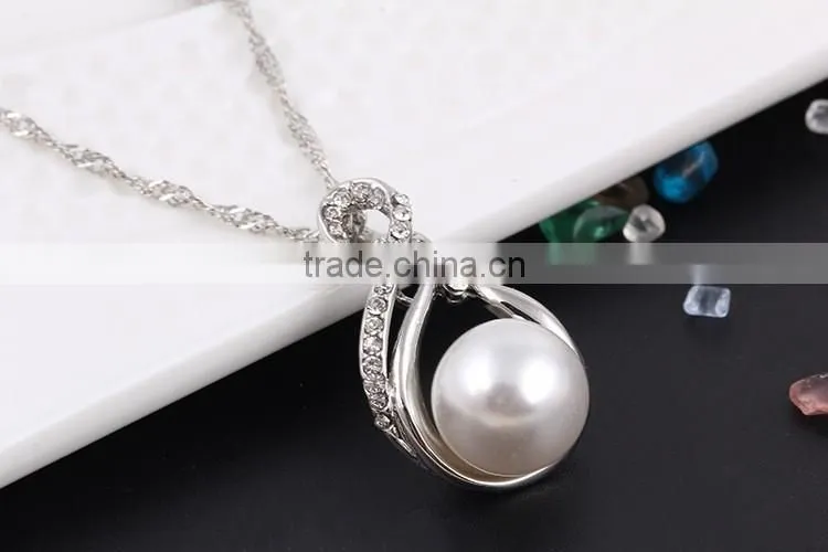 Small Order China Wholesale necklace with pearl earring gold 3pcs jewelry set korean