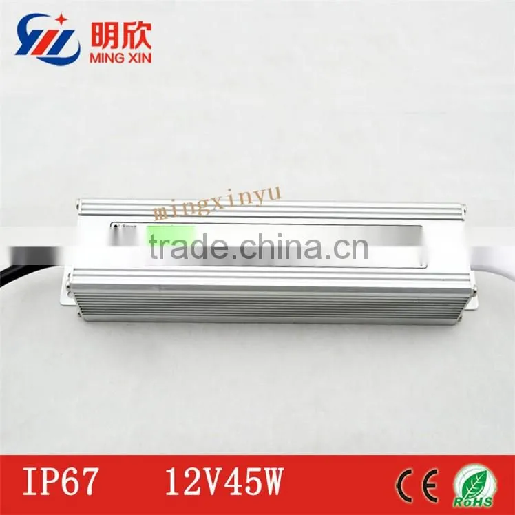 Aluminum shell for waterproof Constant Current led driver 45w 12v led power supply 3 years warranty