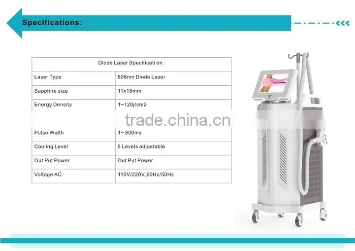 Popular skin rejuvenation Germany Bars 808nm Diode laser hair removal permanent machine