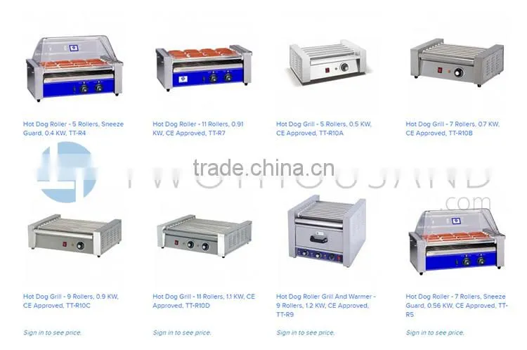 9 Rollers with Thermostat Cover Optional Stainless Steel Hot Dog Roller Grill