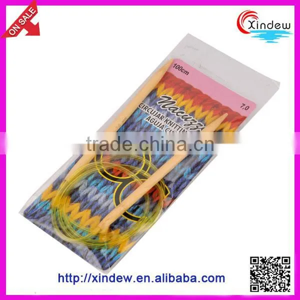 Bamboo Circular Knitting Needle with Colorful Plastic Thread