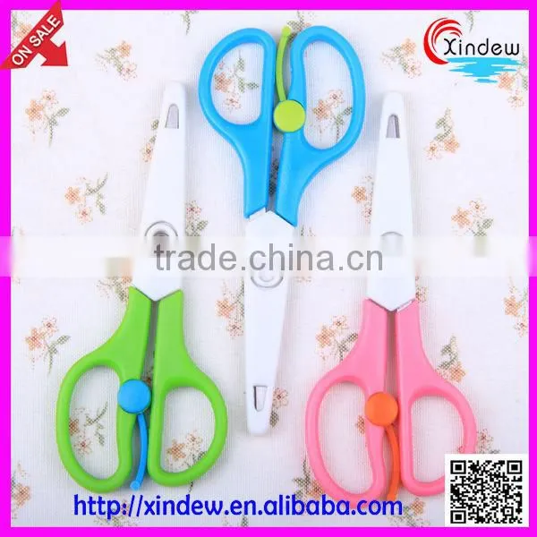 Carton student tool scissors,Children hand scissors with cap
