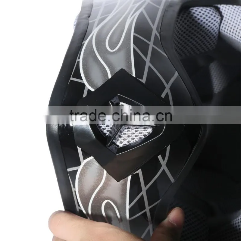 Youth Black/Silver Skull Bike Motocross Helmet Goggles+gloves+Interphone S M L