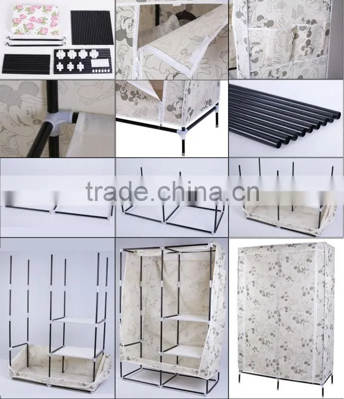 Modern foldable Clothes Cabinets, Middle size Two Doors Cloth Wardrobe
