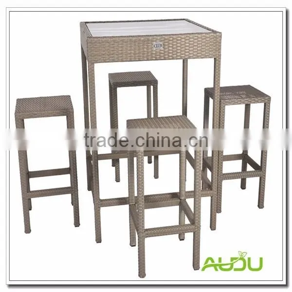 Audu Cheap Bar Table Sets/Grey Rattan Cheap 4 Persons Bar Table