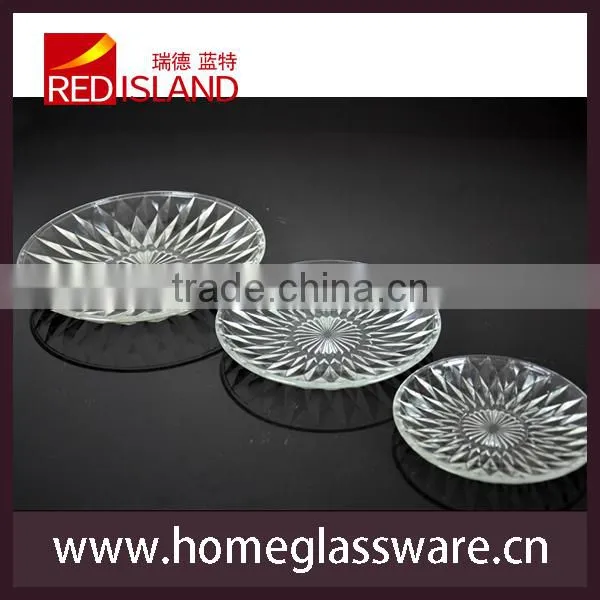 6" to 8" engraved glass plate glass fruit plate glass dish