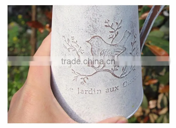 china cheap custom printed antique indoor decoration metal flower pots with birds printing for livingroom