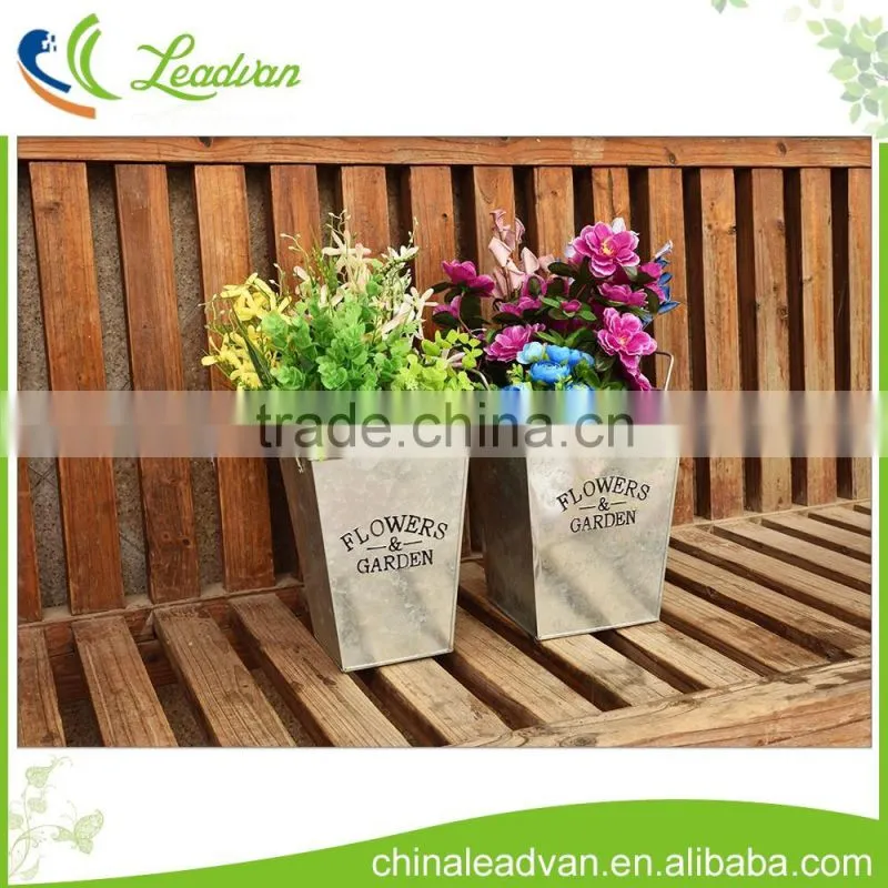 Flowers and garden large metal tall square flower planters