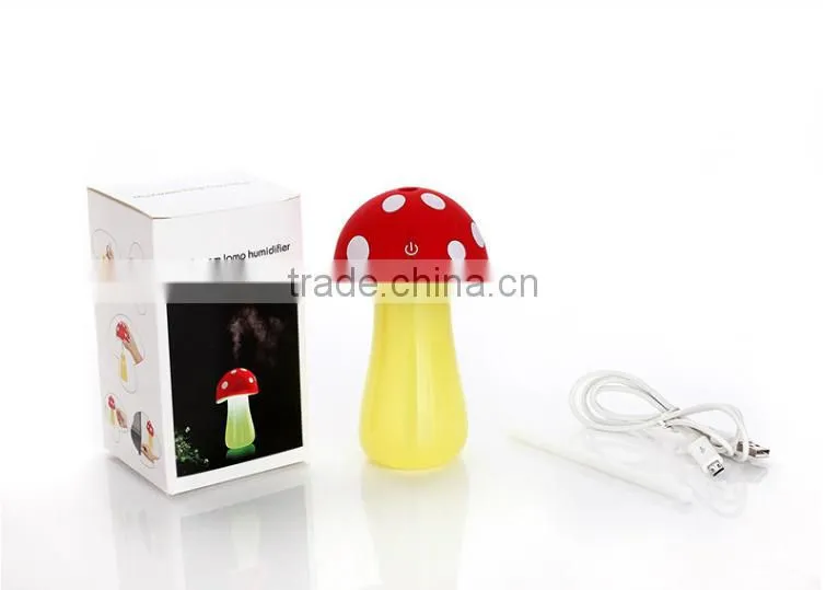 Mini Portable Cartoon Mushroom Cute Design Air Humidifier, Household Colorful LED Light Air Personal Humidifier For Sale