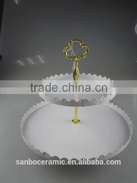 Pure White Double - Layer Metal Wedding Cake Holder