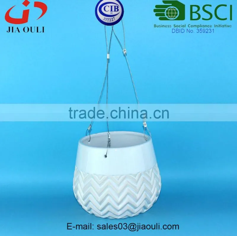 BSCI Audit factory fashion design ceramic Hanging Flower Pots, hanging plant pot