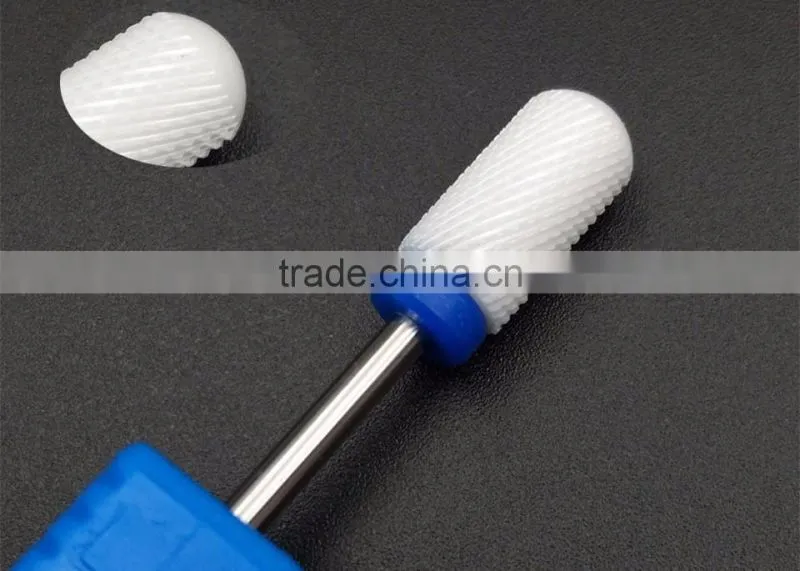 Polishing Drill Barrel Ball Total Length 40MM Head Blade Diameter 13MM White Ceramic Burr for Nail