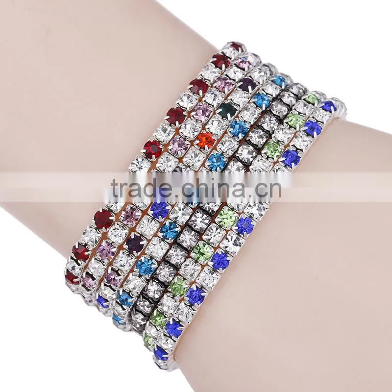 stretch colorful sparkly rhinestone chain bracelet