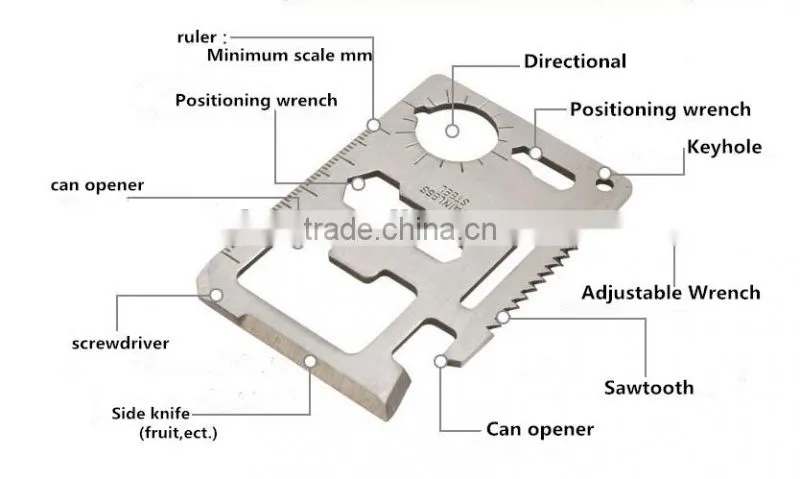 2016 fashion Outdoor camping army card knife credit card knife card